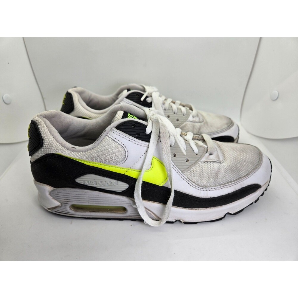 Nike Air Max 90 Shoes Men's 9 White Green Volt Athletic Retro Lifestyle Sneakers